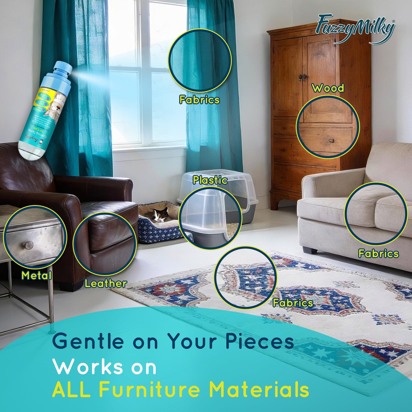 Cat Calming Spray 80ml - Ethanol Free, Pheromone Spray for Cat Anxiety Relief, Travel, Vet Visits, Sleep - Deterrent for Scratching, Urine Marking