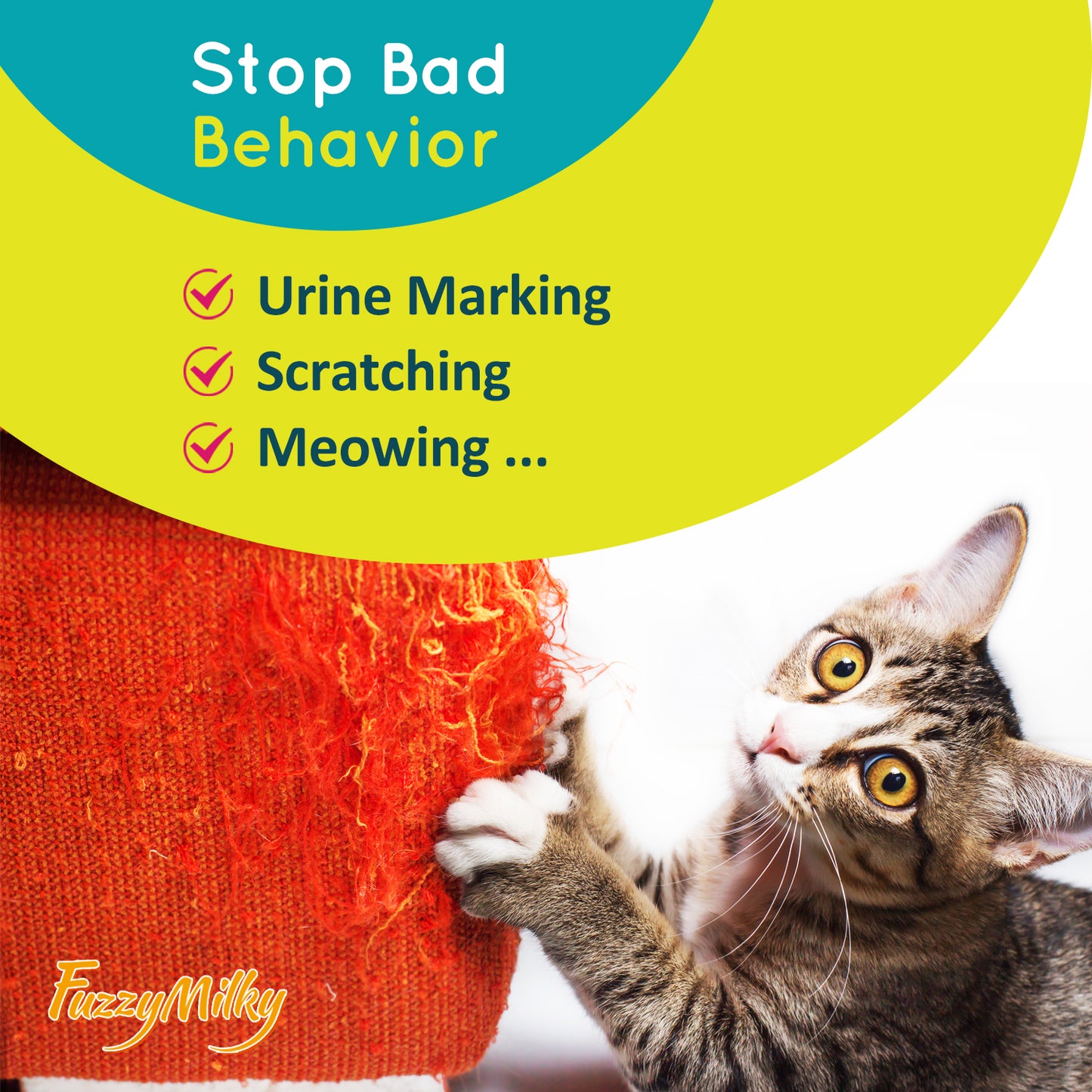 Fuzzymilky Cat Calming Collars (Orange) - 4 Packs Pheromone Calming Collar for Cats