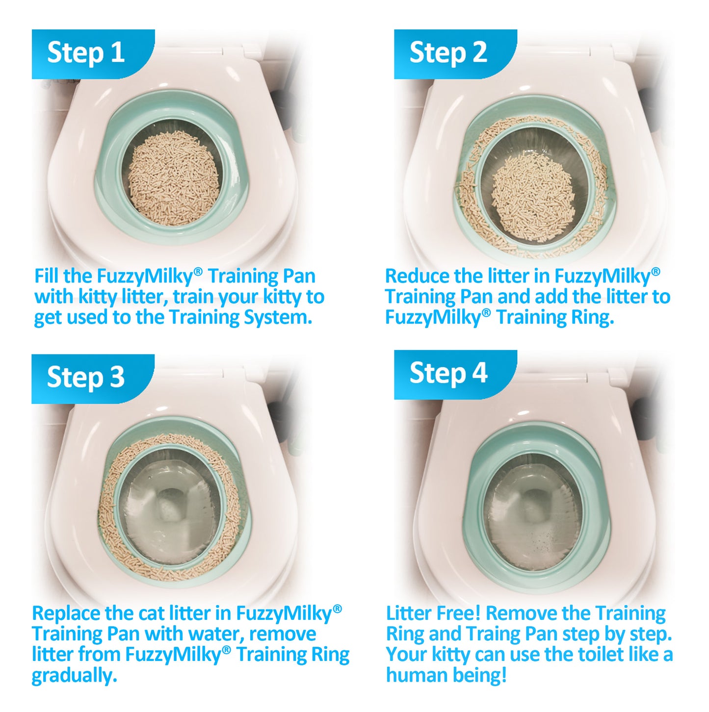 FuzzyMilky Cat Toilet Training System 2022 - Teach Cat to Use Toilet Cat Toilet Training Kit with Cat Calming Spray