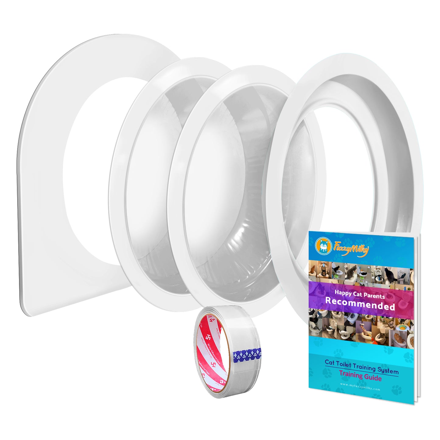 FuzzyMilky Cat Toilet Training System 2022 - Teach Cat to Use Toilet Cat Toilet Training Kit (+Extra Training Pan)
