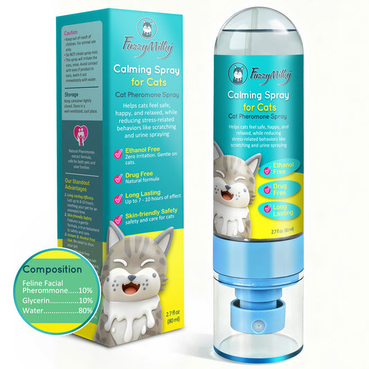 Cat Calming Spray 80ml - Ethanol Free, Pheromone Spray for Cat Anxiety Relief, Travel, Vet Visits, Sleep - Deterrent for Scratching, Urine Marking
