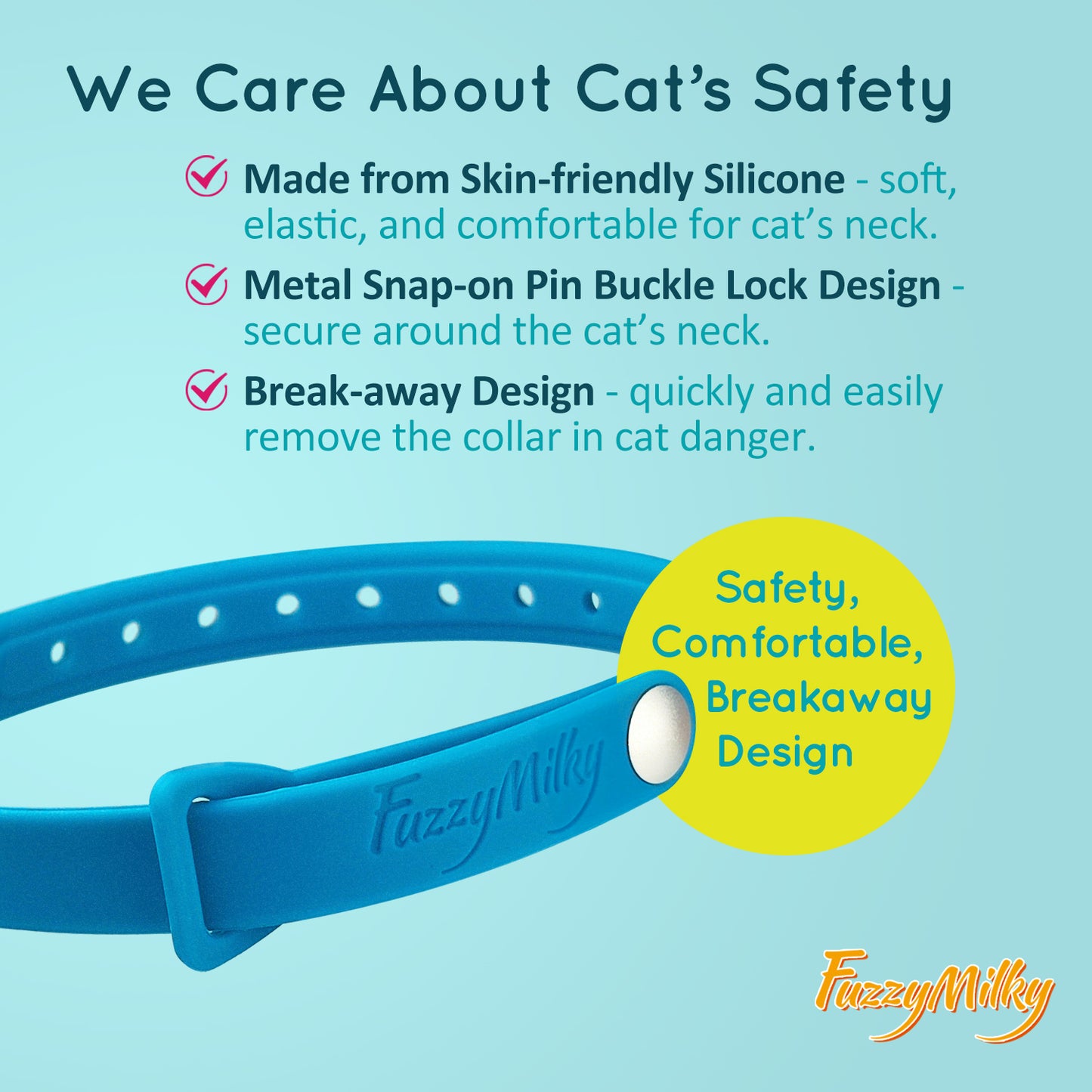 Fuzzymilky Cat Calming Collars (Blue) - 2 Packs Pheromone Calming Collar for Cats