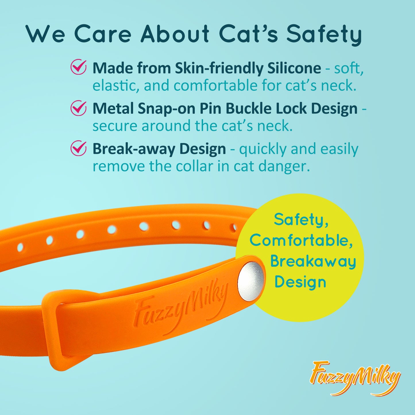 Fuzzymilky Cat Calming Collars (Orange) - 4 Packs Pheromone Calming Collar for Cats