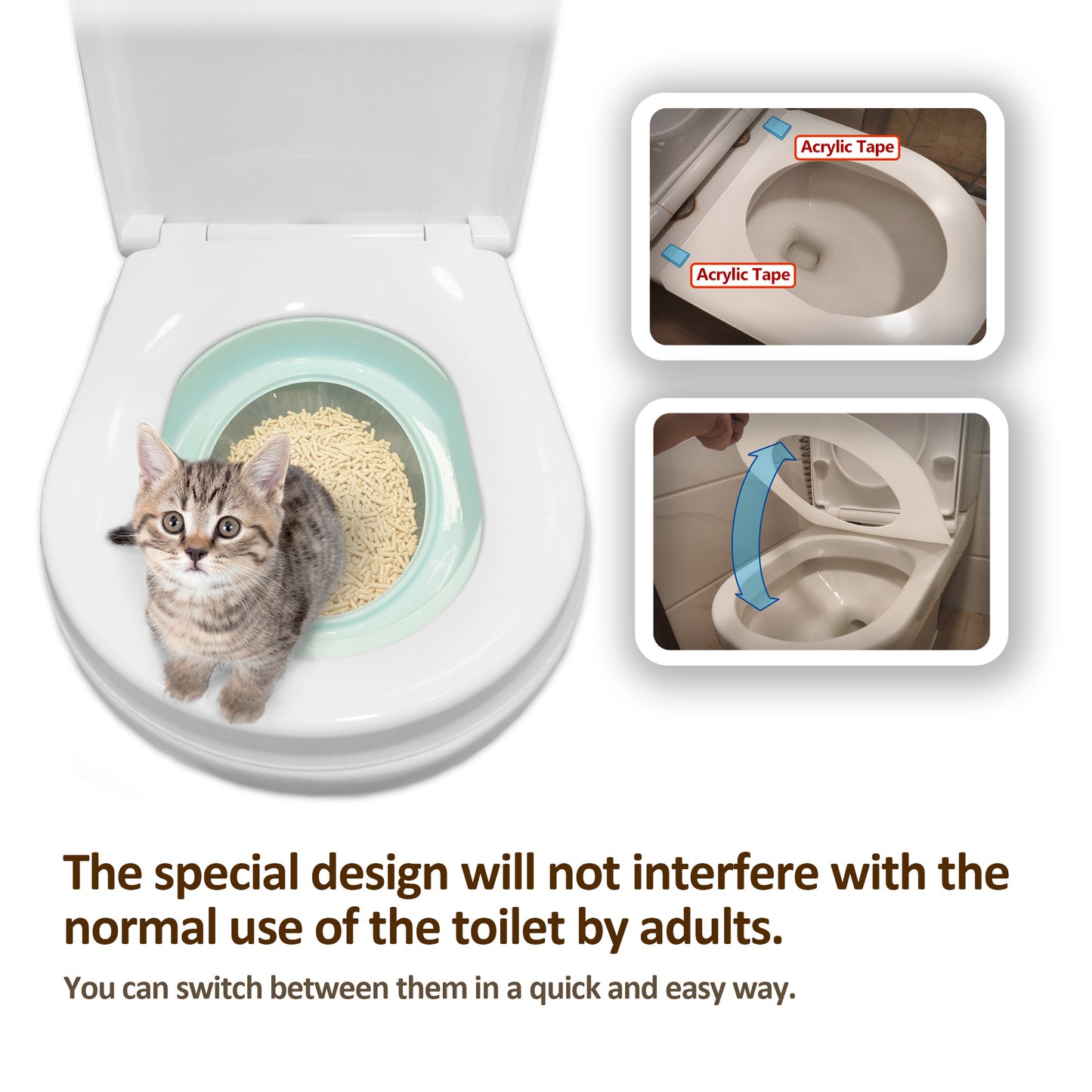 FuzzyMilky Cat Toilet Training System 2022 - Teach Cat to Use Toilet Cat Toilet Training Kit with Calming Collar for Cats