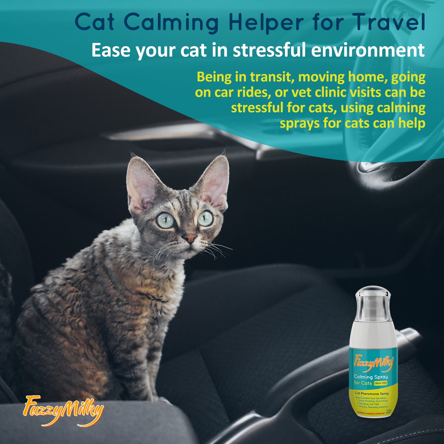 Fuzzymilky Cat Pheromone Calming Spray - 15 fl oz Bottle